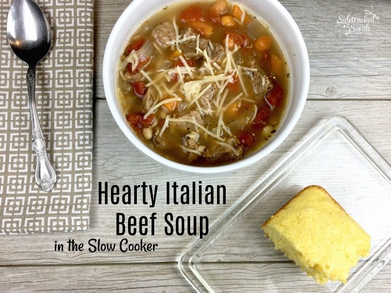 Slow Cooker Italian Beef Soup Recipe | Sidetracked Sarah