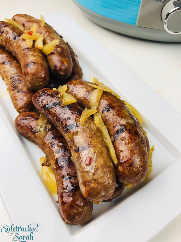 Delicious Slow Cooker Beer Brats Recipe | Sidetracked Sarah